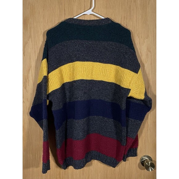 Vtg 90's Gant Merino Wool Sweater Multi-Color Block Knit Crew Neck Men's Sz Lg - Picture 2 of 8